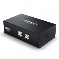 ☆山泽 SAMZHE USB打印机共享器 2进1出2口USB手动切换器 多台电 TECLAST 脑共用打印机 二进一出 免驱BL-202W