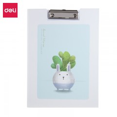 得力 72528板夹文件夹试卷考卷夹本硬纸板垫板夹书写用写字多用途强力夹板萌兔萌猫可爱简约学生文具用品收纳