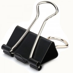 得力 8564黑色长尾夹25mm学生试卷强力夹票据夹燕尾夹夹子文具