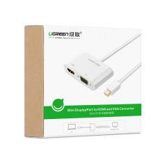 绿联 Mini DP转HDMI/VGA转换器 4K高清 迷你dp雷电40364 MD108