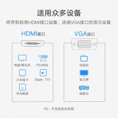 绿联 hdmi转vga线ps4笔记本电脑接显示器电视机 1.5米  MM101