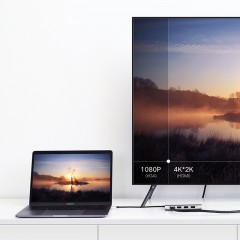 绿联CM121 Type-C扩展坞 USB-C转HDMI/HUB/网卡/读卡器带PD50516