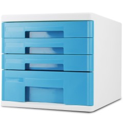 得力 档案柜抽屉式收纳箱4层办公桌面文件箱 9762