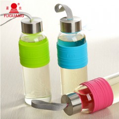 富光 乐语水瓶 耐热玻璃瓶水杯矿泉水瓶 水壶茶杯玻璃杯 带盖360ml FB1022-360