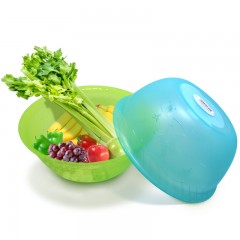 茶花 洗菜盆塑料水果盆创意圆形果蔬盆蔬菜盆厨房盆子搅拌盆小脸盆 23CM