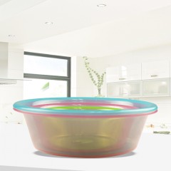 茶花 洗菜盆圆形果蔬菜盆透明洗脸盆婴儿童洗浴盆3个装