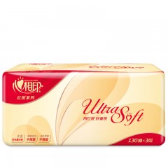心相印 130抽24包红悦抽纸原生木浆软抽3层卫生纸厕纸巾