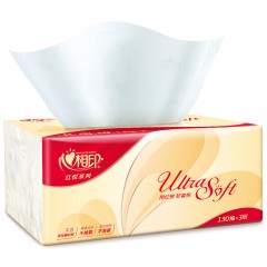心相印 130抽24包红悦抽纸原生木浆软抽3层卫生纸厕纸巾