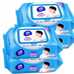 维达 婴儿湿巾vw2002儿童卫生抽取式无香柔湿巾80片*4包