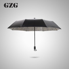 GZG 牡丹花黑胶遮阳伞防晒伞太阳伞防紫外线三折女式文艺小清新