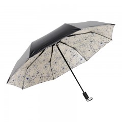 GZG 牡丹花黑胶遮阳伞防晒伞太阳伞防紫外线三折女式文艺小清新