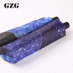 GZG 星空雨伞折叠三折黑胶遮阳伞防晒防紫外线太阳伞女小黑伞