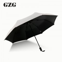 GZG 格子雨伞折叠太阳伞女黑胶铅折叠晴雨遮阳伞创意防紫外