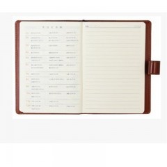 得力 7945防皮面记事本PU商务米黄道林纸办公插扣120页笔记本子18K