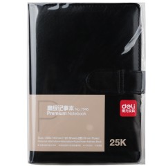 得力 7946皮面笔记本记事本 25k搭扣120页会议本用品