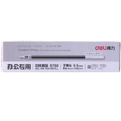 得力 S760办公学生中性笔芯签字0.5 mm 中性 笔芯水笔芯