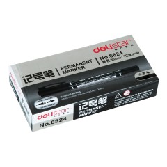 得力 6824油性记号笔小双头记号笔黑色马克笔勾线笔