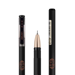 得力 考试中性笔S103连中三元考试笔0.5mm全针管中性笔 炭黑签字笔