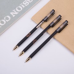 得力 考试中性笔S103连中三元考试笔0.5mm全针管中性笔 炭黑签字笔