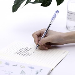 得力 中性笔乐素A062B-01按动黑色签字笔针管中性水笔学生用品