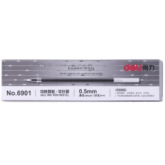 得力 中性笔 6901标准半针管头笔芯 签字笔0.5mm 20支装 文具