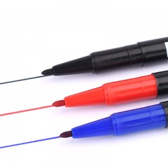 正彩 小双头油性记号笔马克笔儿童绘画勾线笔黑色计号笔粗细双头笔