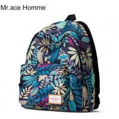 Mr.ace Homme双肩包女韩版潮休闲背包中学生书包学院风电脑包男