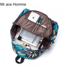 Mr.ace Homme双肩包女韩版潮休闲背包中学生书包学院风电脑包男