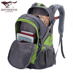 七匹狼登山包双肩男 防水运动背包双肩包男女户外野营徒步旅行包