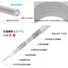 视贝 同轴电缆高清有线电视线闭路线1.0内芯双层屏蔽闭路线 10米起 505-64T/TW