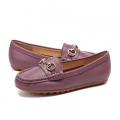 红蜻蜓 秋季新款浅口平底鞋豆豆鞋女真皮单鞋子女皮鞋