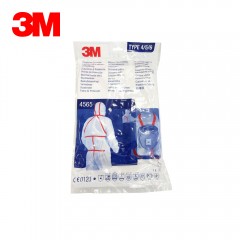3M 4565连帽红色胶条连体透气防护服防尘服防化学液体喷溅工作服