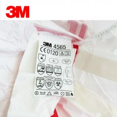 3M 4565连帽红色胶条连体透气防护服防尘服防化学液体喷溅工作服