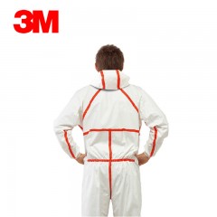 3M 4565连帽红色胶条连体透气防护服 工作服防尘防化防液体喷溅