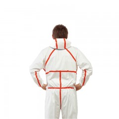 3M 4565连帽红色胶条连体透气防护服 工作服防尘防化防液体喷溅