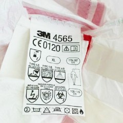 3M 4565连帽红色胶条连体透气防护服 工作服防尘防化防液体喷溅