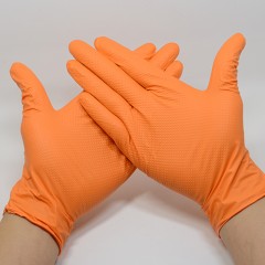 AMMEX/爱马斯 一次性加厚橙色手套橡胶防油耐酸碱工业耐磨修车手套GWON