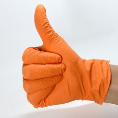 AMMEX/爱马斯 一次性加厚橙色手套橡胶防油耐酸碱工业耐磨修车手套GWON