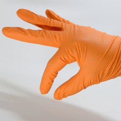 AMMEX/爱马斯 一次性加厚橙色手套橡胶防油耐酸碱工业耐磨修车手套GWON