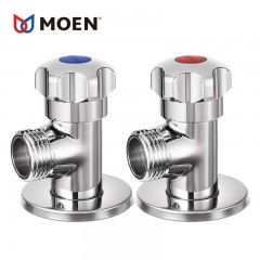 摩恩 厨房卫生间配件加厚冷热水三通角阀止水阀开关三角阀铜 100982