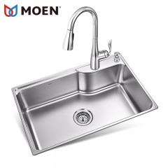 摩恩 厨房水槽304不锈钢大单槽套餐加厚洗菜盆台下洗碗池 28001SL