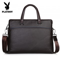 花花公子 男士简约时尚头层牛皮手提包商务休闲包  PBE1681-5B