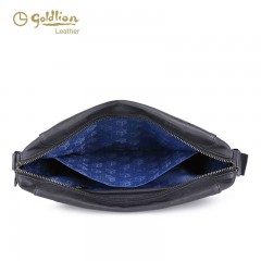 金利来 真皮斜挎包单肩包时尚牛皮横款商务休闲包