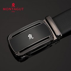 梦特娇 新款男士真皮自动扣皮带中青年商务休闲腰带头层皮