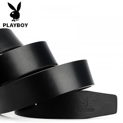 花花公子 皮带男真皮平滑扣商务休闲裤带合金板扣牛皮青年韩版腰带