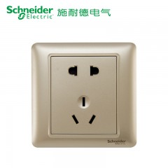 施耐德 开关插座 10A五孔插座 暗装二三插电源开关面板 睿意金色