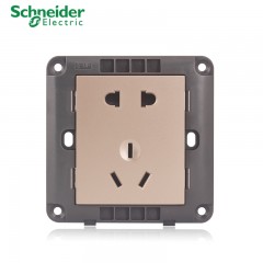 施耐德 开关插座 10A五孔插座 暗装二三插电源开关面板 睿意金色