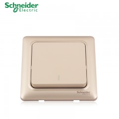 施耐德 面板开关 一开一位单联双控 电源开关插座面板 10A 睿意金