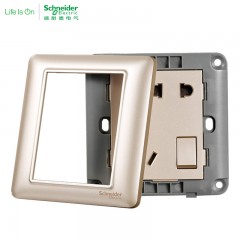 施耐德 开关插座二三墙壁面板一开斜五孔电源插座带开关 睿意金色