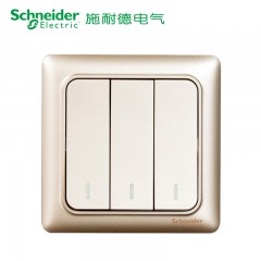 施耐德 面板开关 三开三位三联单控 墙壁电源开关插座面板 睿意金
